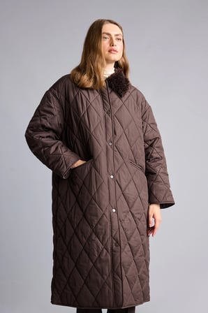 Regular Fit Pelüş Gömlek Yaka Kapitone Çıtçıtlı Parka