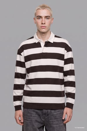 Boxy Fıt Polo Yaka Waffle Sweatshirt