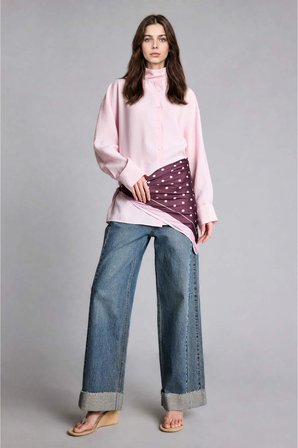 Regular Fıt Modal Uzun Kollu Açık Pembe Tunik
