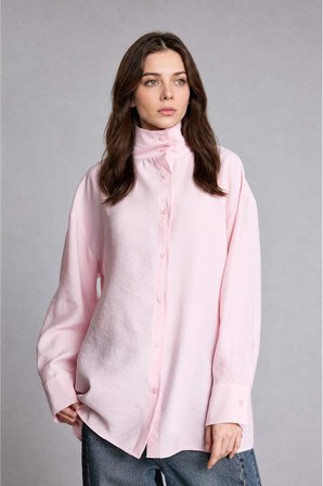Regular Fıt Modal Uzun Kollu Açık Pembe Tunik