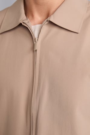 Su İtici Slim Fit Fermuarlı Gömlek Yaka Mont