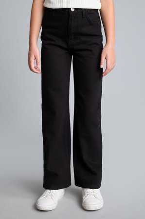DeFacto %100 Pamuk Wide Leg Düz Paça Cepli Gabardin Pantolon Kız Çocuk H9668A826AUBK27