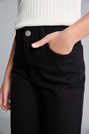 DeFacto %100 Pamuk Wide Leg Düz Paça Cepli Gabardin Pantolon Kız Çocuk H9668A826AUBK27