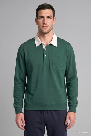 Relax Fıt Polo Yaka İnce Sweatshirt Kumaşı Sweatshirt