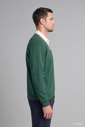 Relax Fıt Polo Yaka İnce Sweatshirt Kumaşı Sweatshirt