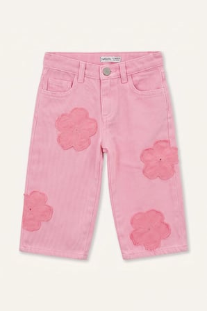 DeFacto Çiçek Aplike Detaylı Wide Leg Jean Pantolon Kız Bebek I2164A526AUPN253
