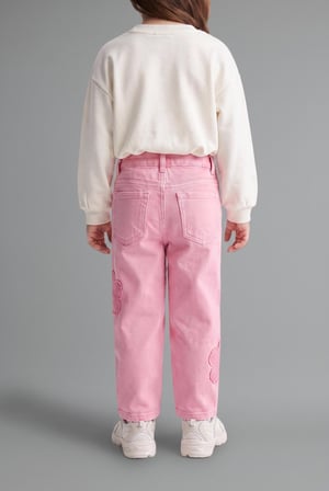 DeFacto Çiçek Aplike Detaylı Wide Leg Jean Pantolon Kız Bebek I2164A526AUPN253