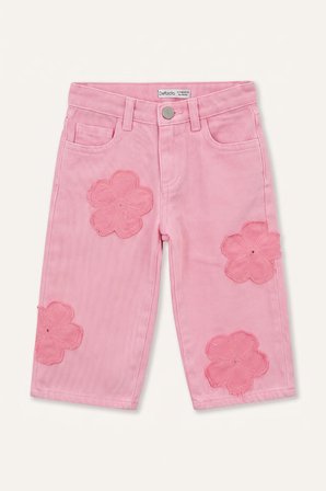 DeFacto Çiçek Aplike Detaylı Wide Leg Jean Pantolon Kız Bebek I2164A526AUPN253