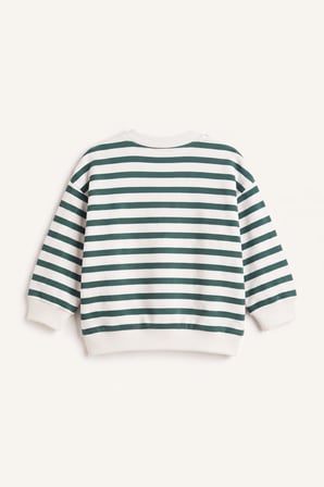 Oversize Bisiklet Yaka Çizgili Sweatshirt Erkek Bebek