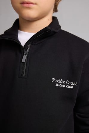 Regular Fit Yarım Fermuarlı Dik Yaka İçi Yumuşak Tüylü Yazı İşlemeli Sweatshirt Erkek Çocuk