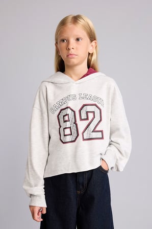DeFacto Relax Fıt Kapüşonlu Baskılı Kalın Kumaş Sweatshirt Kız Çocuk H9744A826AUGR421