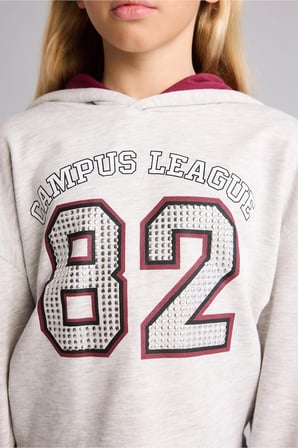 DeFacto Relax Fıt Kapüşonlu Baskılı Kalın Kumaş Sweatshirt Kız Çocuk H9744A826AUGR421