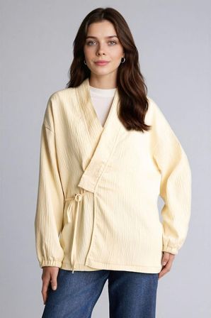 DeFacto Regular Fıt V Yaka Krinkıl Kumaş Blazer Ceket H4035AX26SPYL251