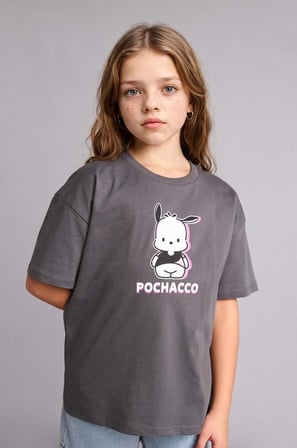 DeFacto Pochacco Oversıze Bisiklet Yaka Kısa Kollu Tişört Kız Çocuk H3473A826SMAR58