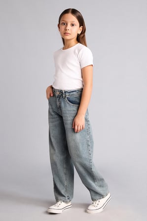 DeFacto Baggy Fıt Jean Pantolon Kız Çocuk H6075A826SPNM28