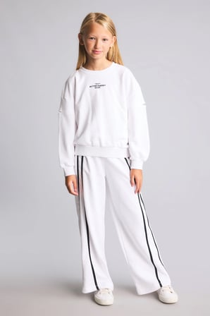 Relax Fıt Bisiklet Yaka Slogan Baskılı Sweatshirt Kız Çocuk