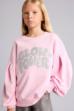 Regular Fıt Bisiklet Yaka Slogan Baskılı Sweatshirt Kız Çocuk