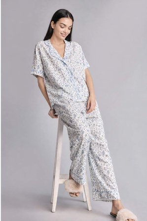 DeFacto Regular Fıt Kısa Kollu 2'li Ekru Pijama Takımı H8185AX26SMER139