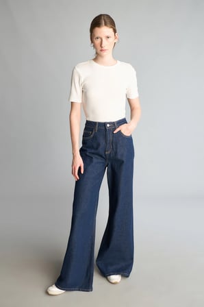 Wide Leg Orta Bel Geniş Paça Jean Pantolon
