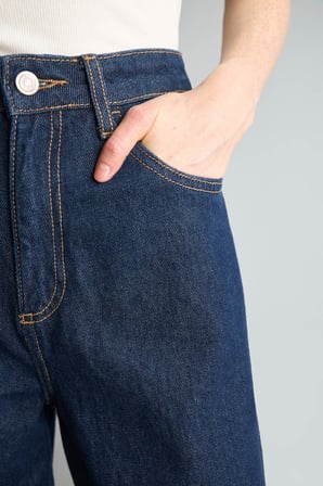 Wide Leg Orta Bel Geniş Paça Jean Pantolon