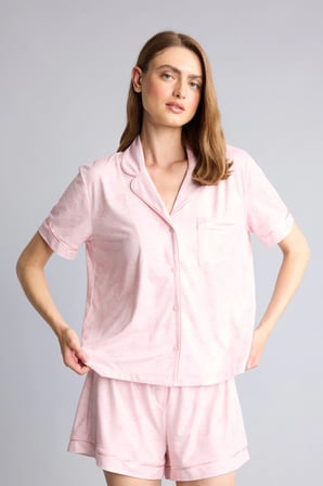 Regular Fıt Kısa Kollu Üst Kısa Paça Şort Softshell Pijama Takımı