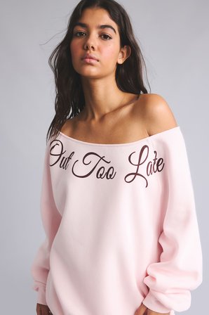 DeFacto Oversize Kesik Kayık Yaka Baskılı Sweatshirt I0214AX26WNPN190