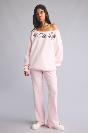 DeFacto Oversize Kesik Kayık Yaka Baskılı Sweatshirt I0214AX26WNPN190