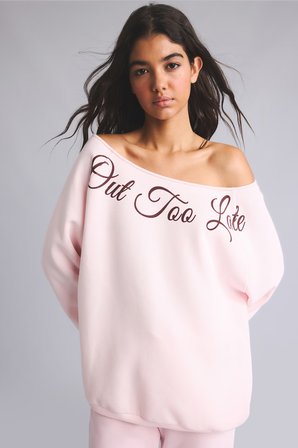 DeFacto Oversize Kesik Kayık Yaka Baskılı Sweatshirt I0214AX26WNPN190