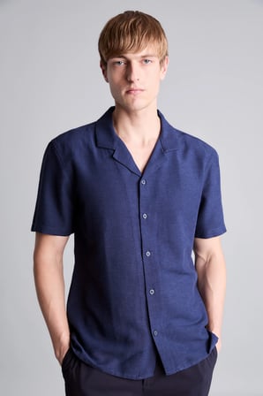 DeFacto Modern Fıt Polo Yaka Keten Karışımlı Kısa Kollu Gömlek H7840AX26SMNV241