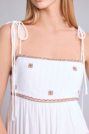 DeFacto Kare Yaka Pamuklu Kolsuz Bej Elbise G7993AX26SMBG220