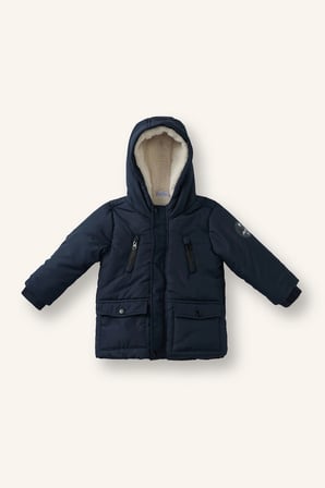 Su Geçirmez Kapüşonlu Pelüş Astar Mont Erkek Bebek