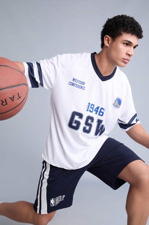 NBA Golden State Warrıors Oversıze V Yaka Kısa Kollu Tişört