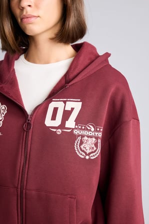 Harry Potter Oversıze Kapüşonlu Baskılı Kalın Kumaş Hırka