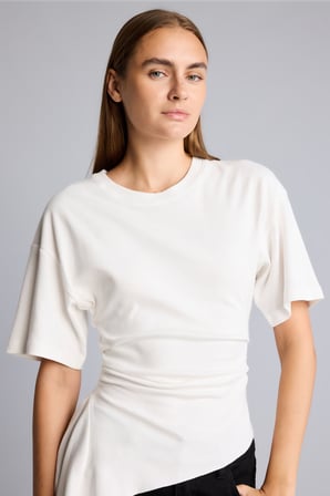 DeFacto %100 Pamuk Slim Fit Bisiklet Yaka Büzgü Detaylı Kısa Kollu Basic Tişört I8094AX26AUER105