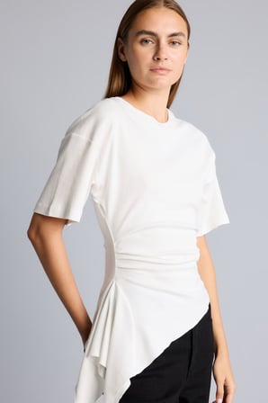 DeFacto %100 Pamuk Slim Fit Bisiklet Yaka Büzgü Detaylı Kısa Kollu Basic Tişört I8094AX26AUER105