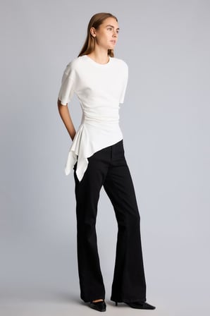 DeFacto %100 Pamuk Slim Fit Bisiklet Yaka Büzgü Detaylı Kısa Kollu Basic Tişört I8094AX26AUER105