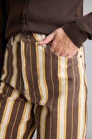 Straight Fit Çizgili Cepli Normal Bel Uzun Gabardin Pantolon