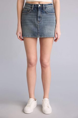 DeFacto Yüksek Bel Mini Jean Etek H0636AX26SMNM28