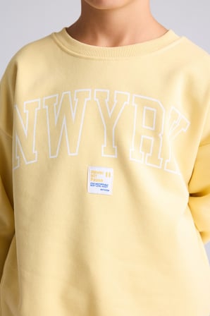 Overshirt Fit Bisiklet Yaka Baskılı Sweatshirt Erkek Çocuk