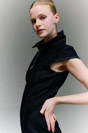 DeFacto Fermuarlı Mini Jean Elbise H6340AX26SMNM82