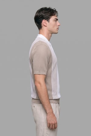 DeFacto Standart Fit Polo Yaka Yarım Fermuarlı Triko Kısa Kollu Tişört E5438AX26SMBG404
