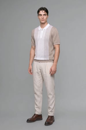 DeFacto Standart Fit Polo Yaka Yarım Fermuarlı Triko Kısa Kollu Tişört E5438AX26SMBG404