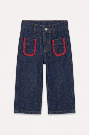 DeFacto %100 Pamuk Culotte Şerit Bordür Detaylı Cepli Jean Pantolon Kız Bebek I0607A526AUNM34