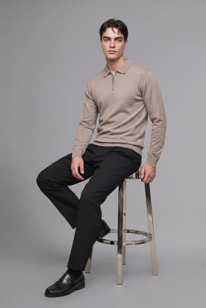 Standart Fıt Polo Yaka Triko Kazak