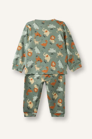 DeFacto Baskılı Uzun Kollu Üst Lastikli Paça Alt 2'li Pijama Takımı Erkek Bebek I1436A526AUGN1107