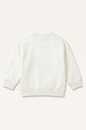 Oversıze Bisiklet Yaka Ayıcık Baskılı Sweatshirt Kumaşı Sweatshirt Erkek Bebek