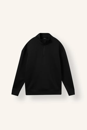 Boxy Fıt Dik Yaka Skuba Kumaş Uzun Kollu Sweatshirt