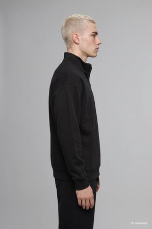 Boxy Fıt Dik Yaka Skuba Kumaş Uzun Kollu Sweatshirt