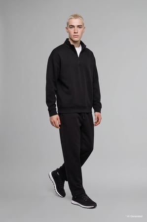 Boxy Fıt Dik Yaka Skuba Kumaş Uzun Kollu Sweatshirt