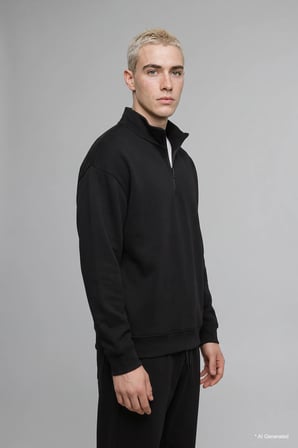 Boxy Fıt Dik Yaka Skuba Kumaş Uzun Kollu Sweatshirt